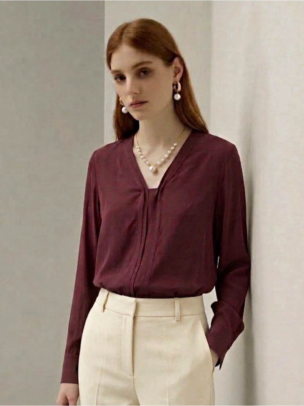 Vince purple 100% silk long sleeve blouse size large